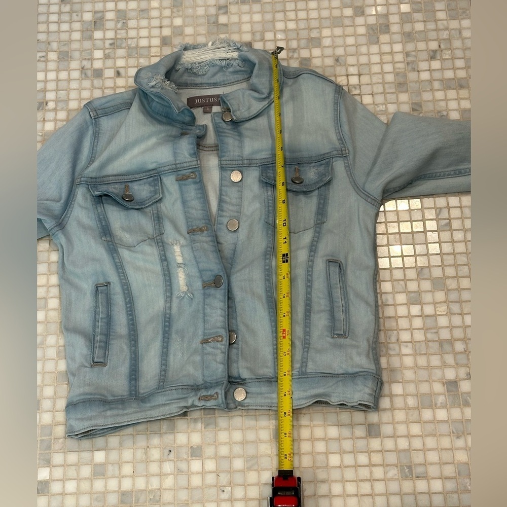JUST USA Hadid Blue Distressed Denim Jacket - Picture 5 of 10